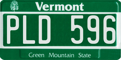 VT license plate PLD596