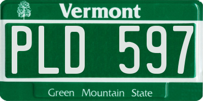 VT license plate PLD597