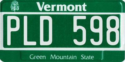VT license plate PLD598