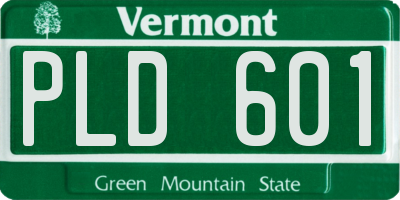VT license plate PLD601