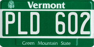 VT license plate PLD602