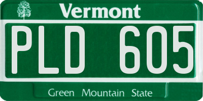 VT license plate PLD605