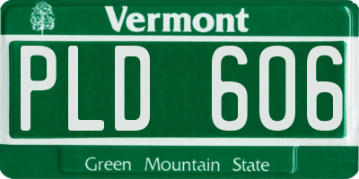VT license plate PLD606