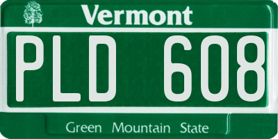 VT license plate PLD608