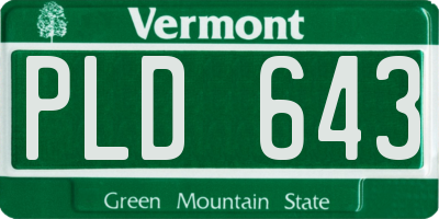 VT license plate PLD643