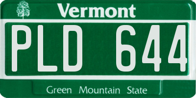 VT license plate PLD644