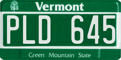 VT license plate PLD645