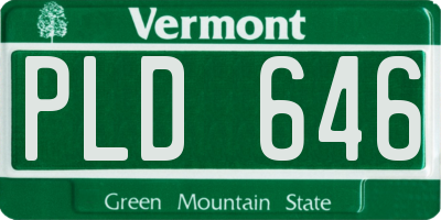 VT license plate PLD646