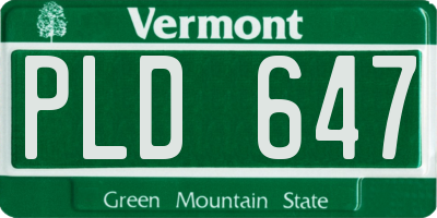 VT license plate PLD647