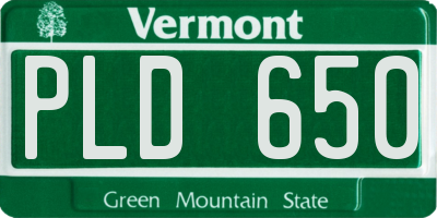 VT license plate PLD650