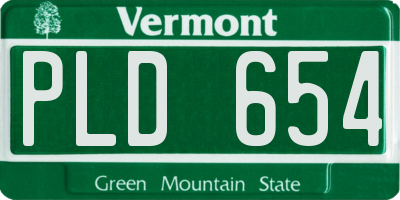 VT license plate PLD654