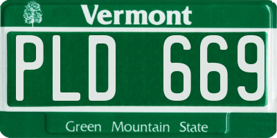 VT license plate PLD669