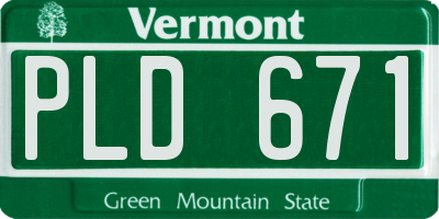 VT license plate PLD671