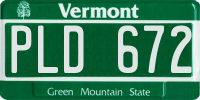 VT license plate PLD672
