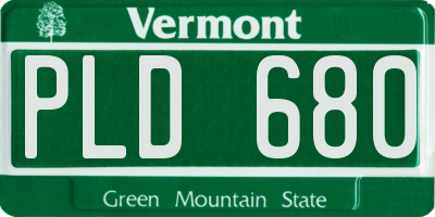 VT license plate PLD680