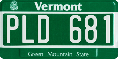 VT license plate PLD681