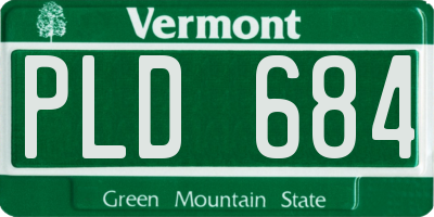 VT license plate PLD684