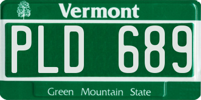 VT license plate PLD689