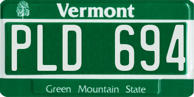 VT license plate PLD694