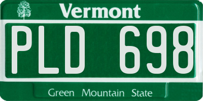 VT license plate PLD698
