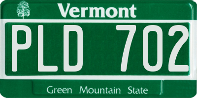 VT license plate PLD702