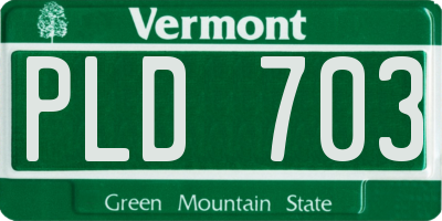 VT license plate PLD703
