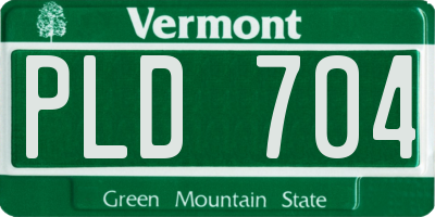 VT license plate PLD704