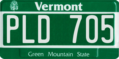 VT license plate PLD705