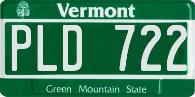 VT license plate PLD722