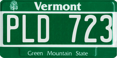 VT license plate PLD723