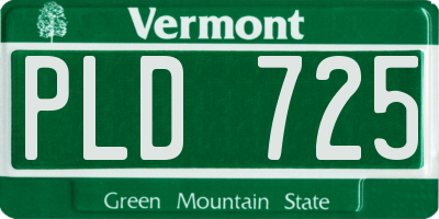 VT license plate PLD725