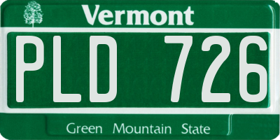 VT license plate PLD726
