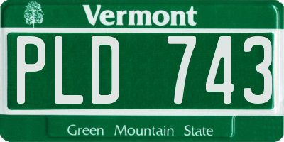 VT license plate PLD743