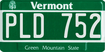 VT license plate PLD752