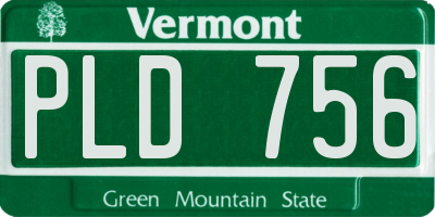 VT license plate PLD756