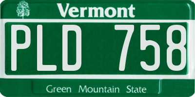 VT license plate PLD758