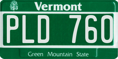 VT license plate PLD760