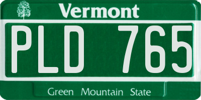 VT license plate PLD765