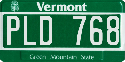 VT license plate PLD768