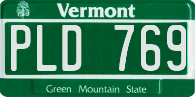 VT license plate PLD769