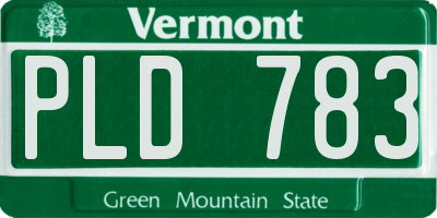 VT license plate PLD783