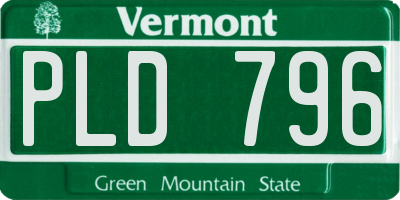 VT license plate PLD796
