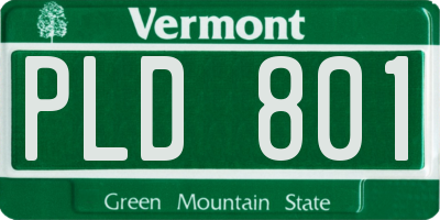 VT license plate PLD801
