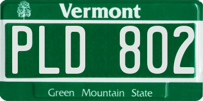 VT license plate PLD802