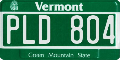 VT license plate PLD804