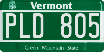 VT license plate PLD805