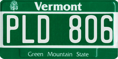 VT license plate PLD806