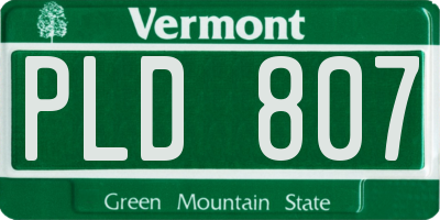 VT license plate PLD807