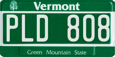 VT license plate PLD808