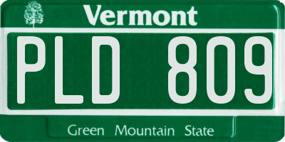 VT license plate PLD809